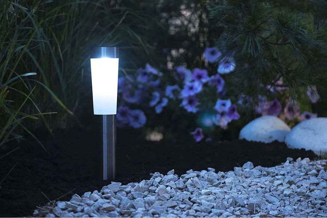 Grundig Prikspot Solar Tuinverlichting 8x - RVS - Ø7.5cm