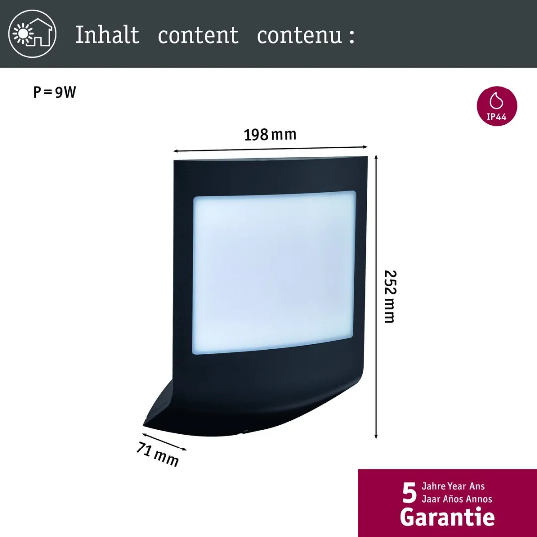 Paulmann Padea LED Wandarmatuur Zigbee 8,2W 550lm - Antraciet