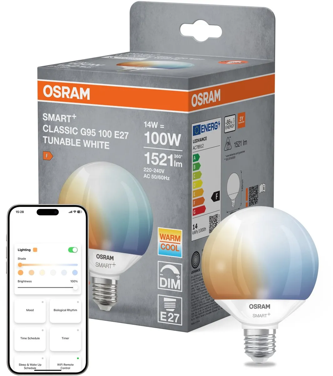 Osram SMART+ Globe 95 E27 Tunable White LED - 14W - Mat - 2700-6500K