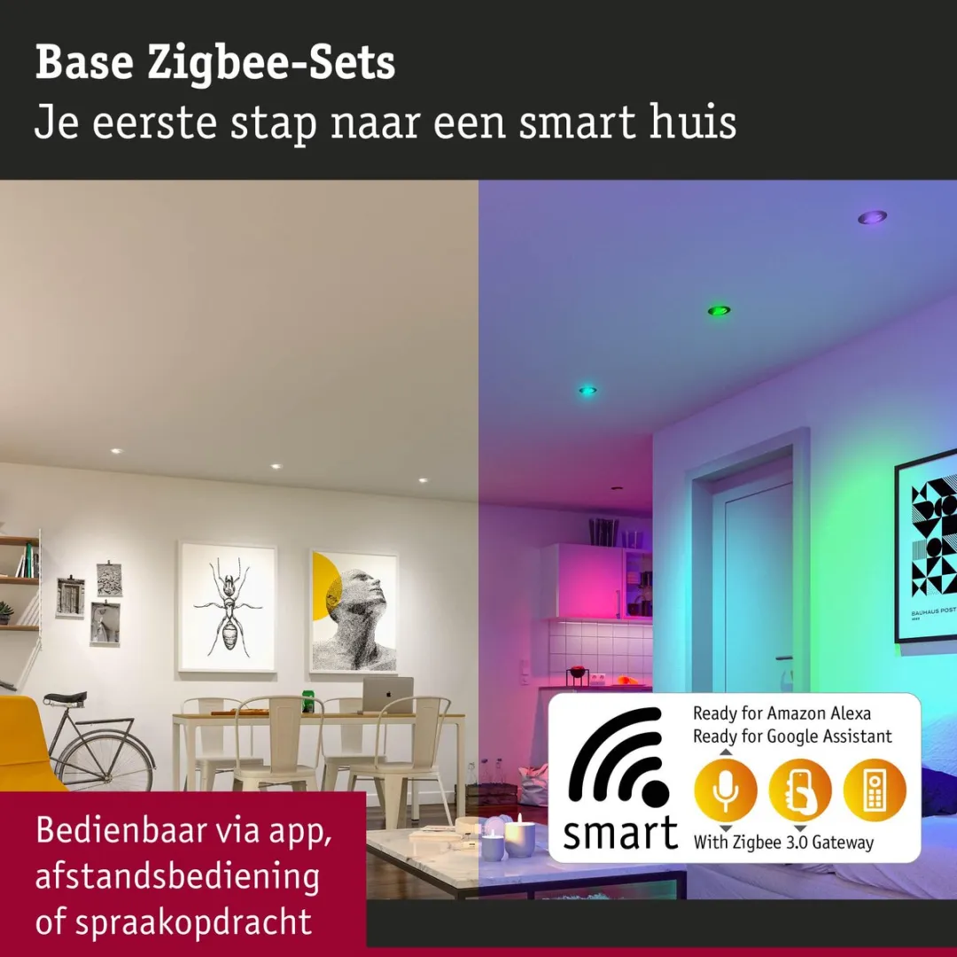Paulmann LED-inbouwlamp Zigbee 3.0 Coin Basisset 3x4,9W 420lm RGBW+ Wit