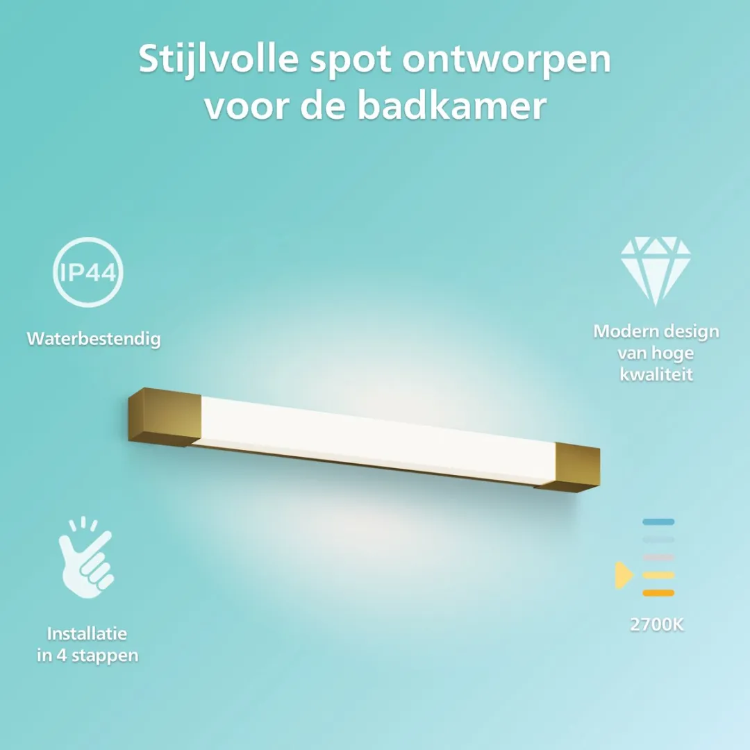 Philips Rover Spiegelverlichting 10W IP44 - Messing