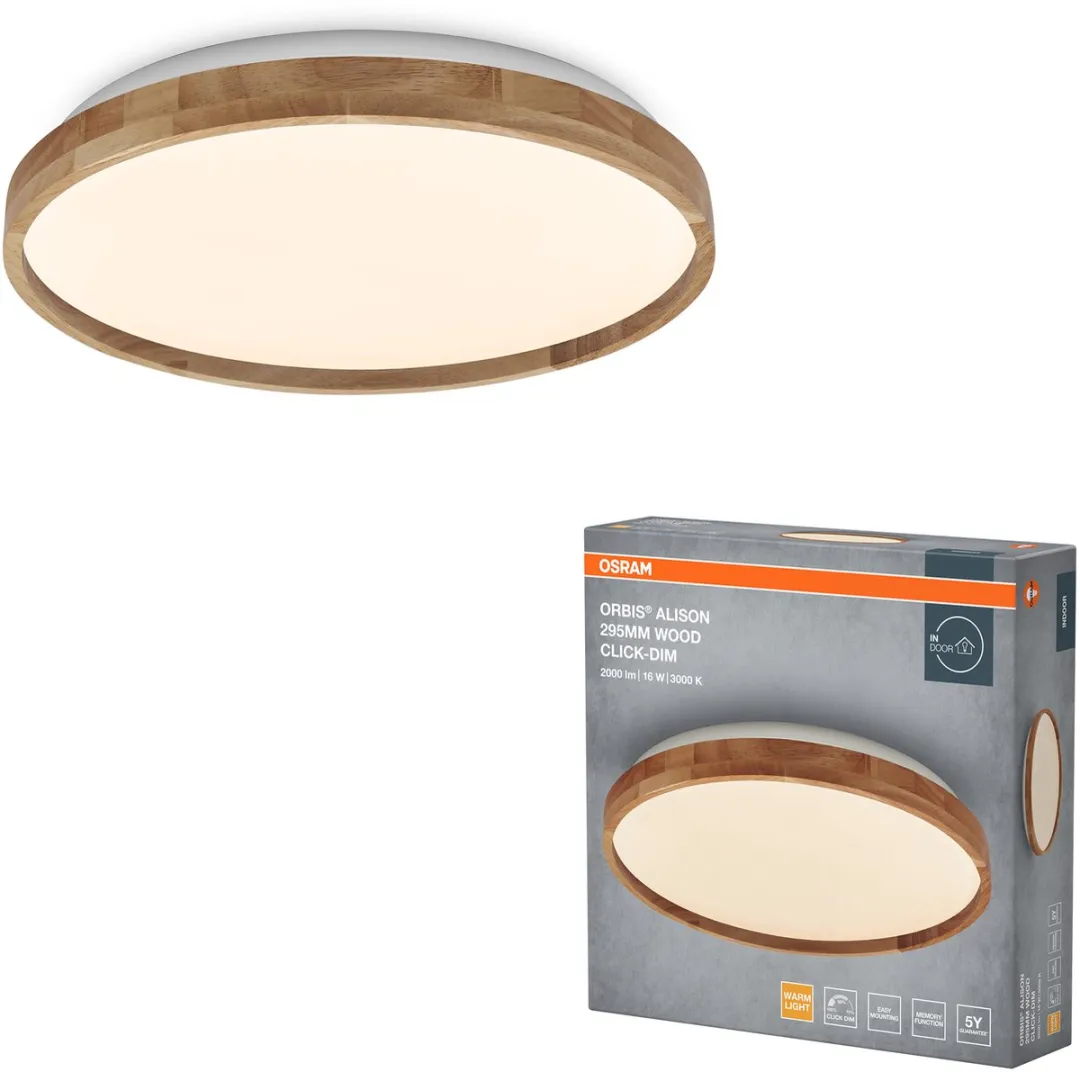 Osram Orbis Alison Wandlamp 16W LED - 1000lm 3000K - Houten Decor - afbeelding 3 van 6