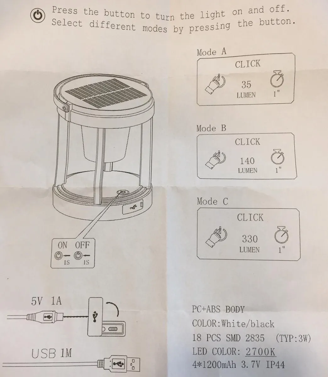 Lybardo Solar Tafellamp 3W Warmwit - Zwart