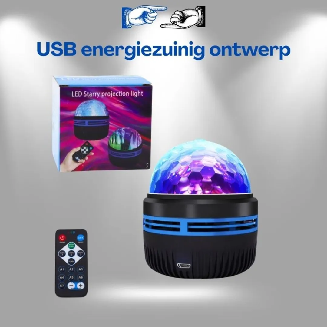 Lean Toys LED Sterrenprojector Nachtlamp RGB - Tafelmodel - Zwart