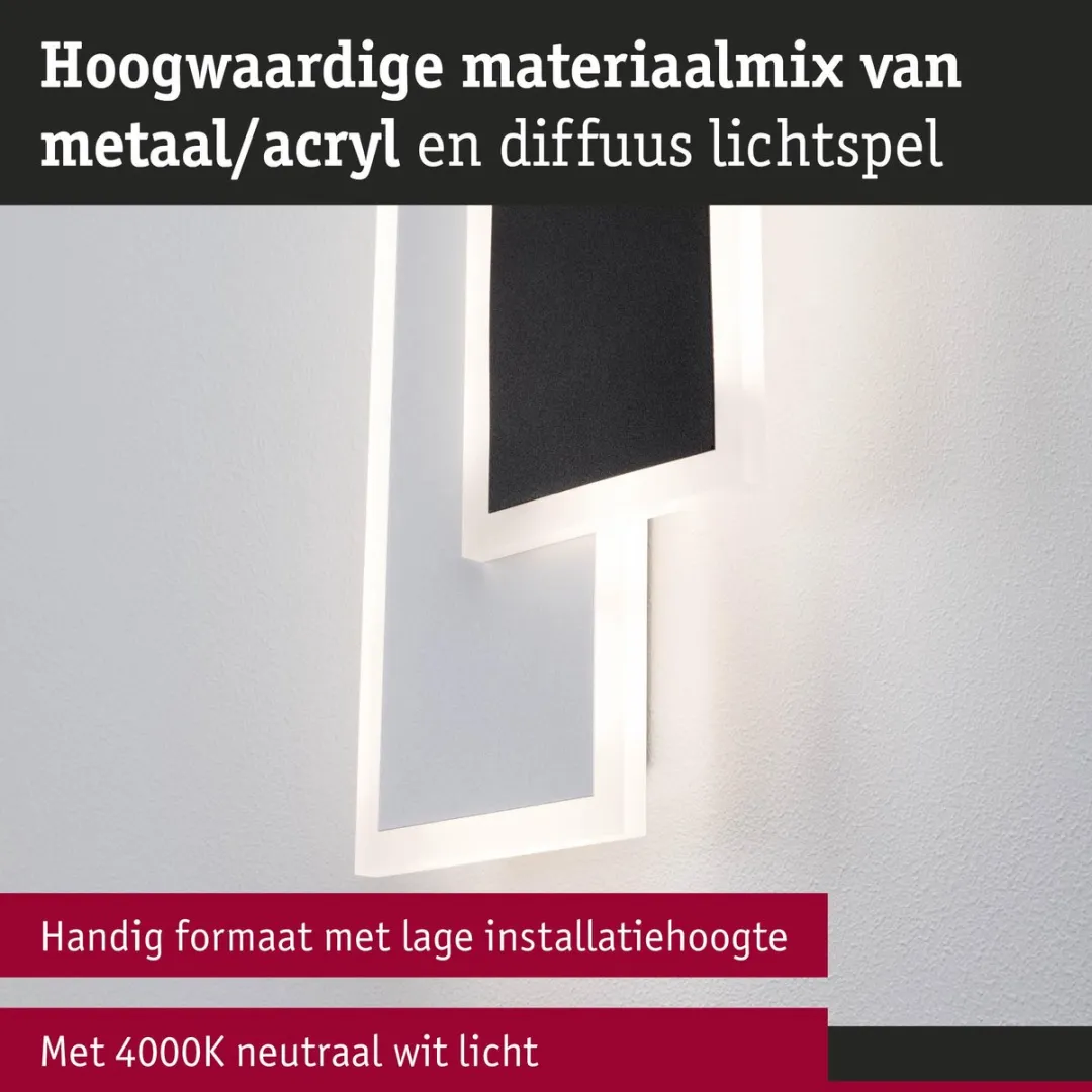 Paulmann 2Form LED Wandlamp 8W 4000K - Wit/Zwart
