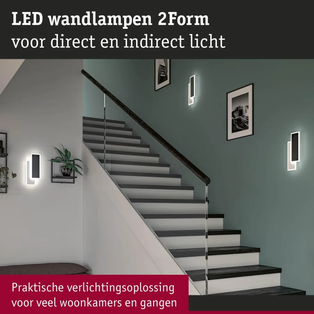 Paulmann 2Form LED Wandlamp 8W 4000K - Wit/Zwart