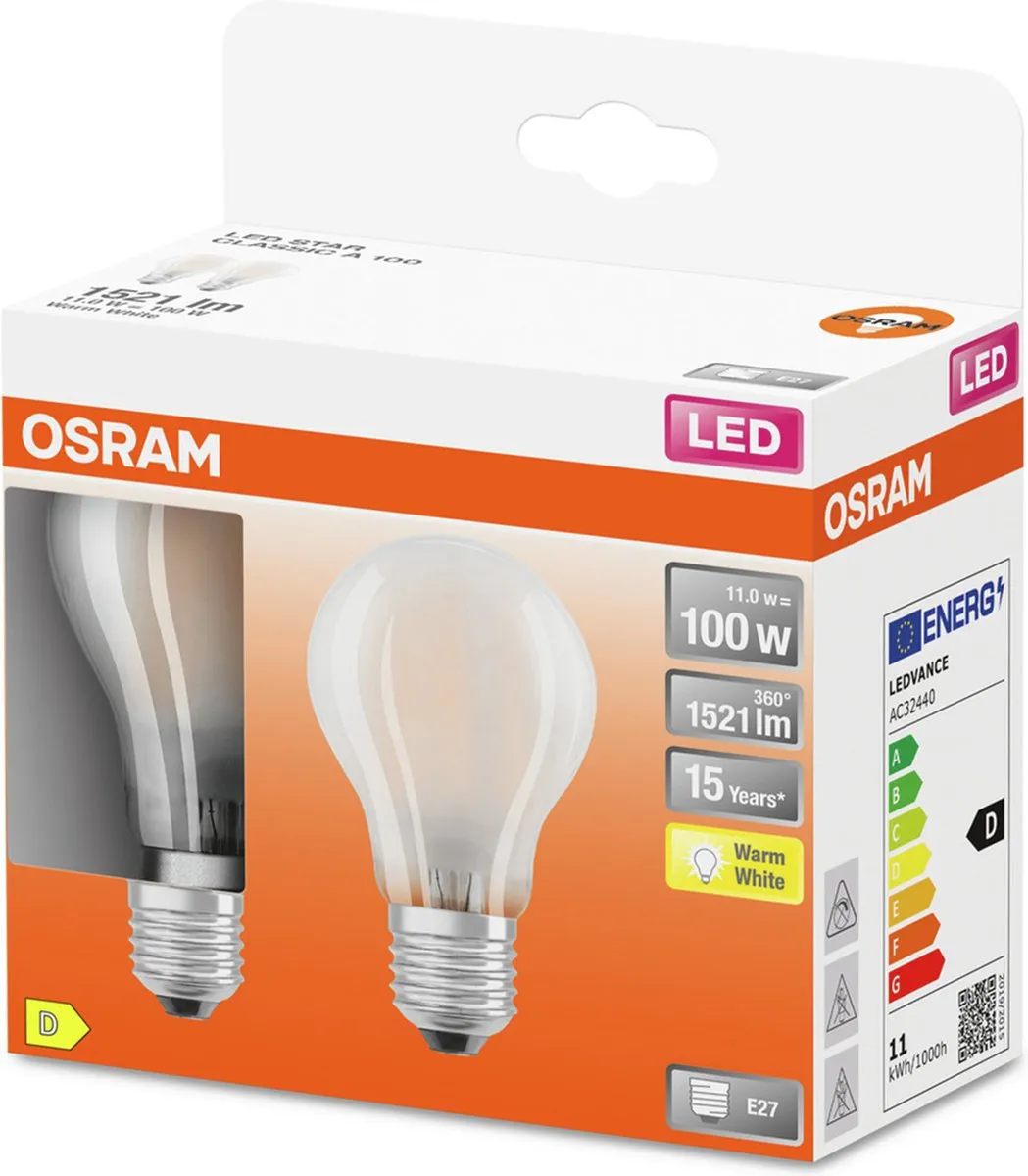 Osram 2X E27 LED Lamp 11W 2700K
