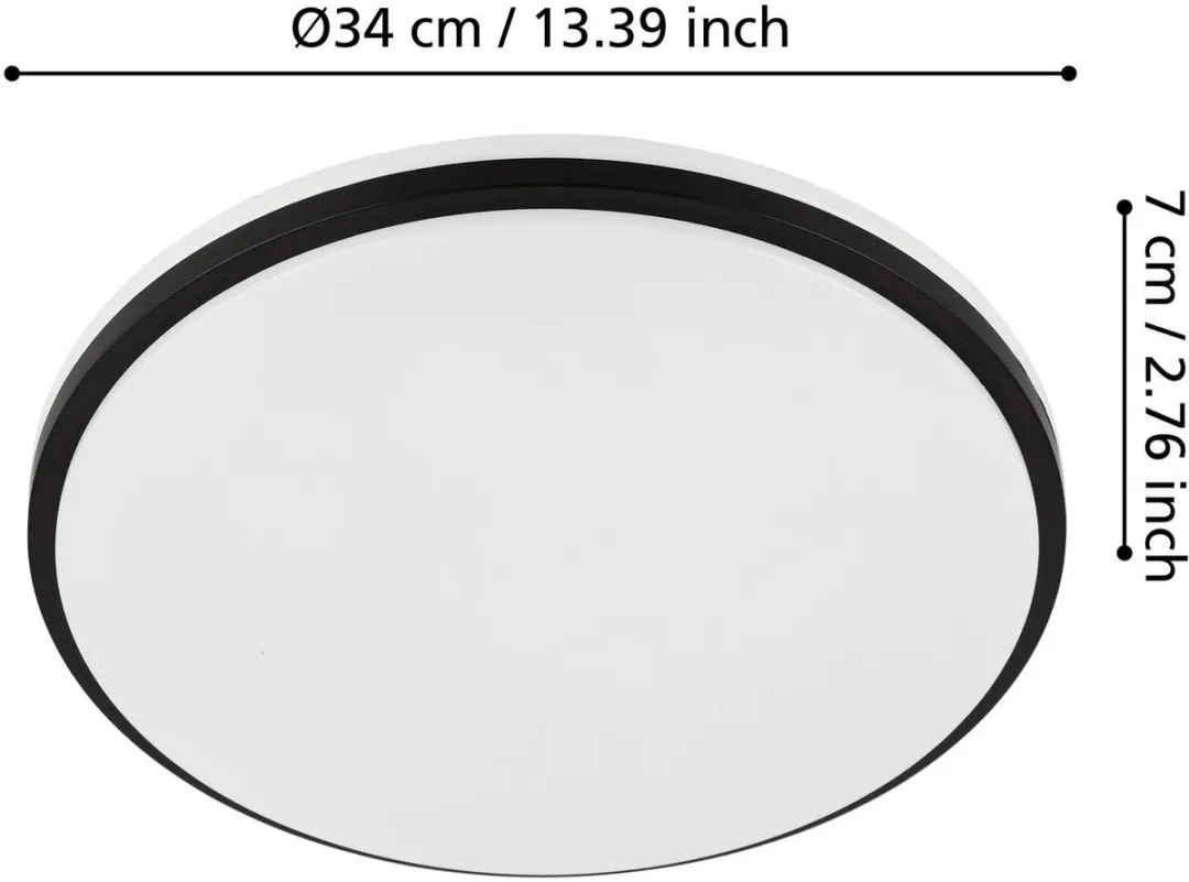 Eglo Margidore Plafondlamp LED Ø34cm - Wit/Zwart - 3545K