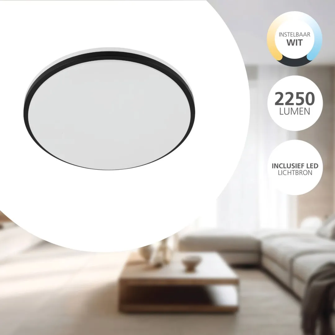 Eglo Margidore Plafondlamp LED Ø34cm - Wit/Zwart - 3545K