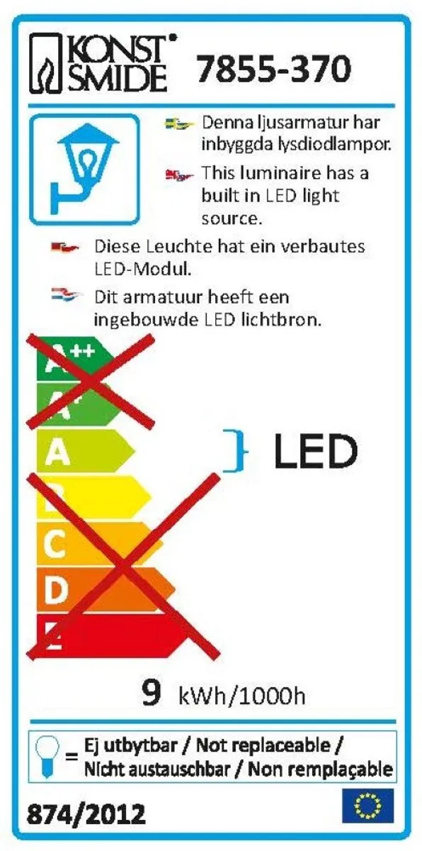 Konstsmide 7855-370 Wandverlichting Antraciet - 2x4.5W 3000K