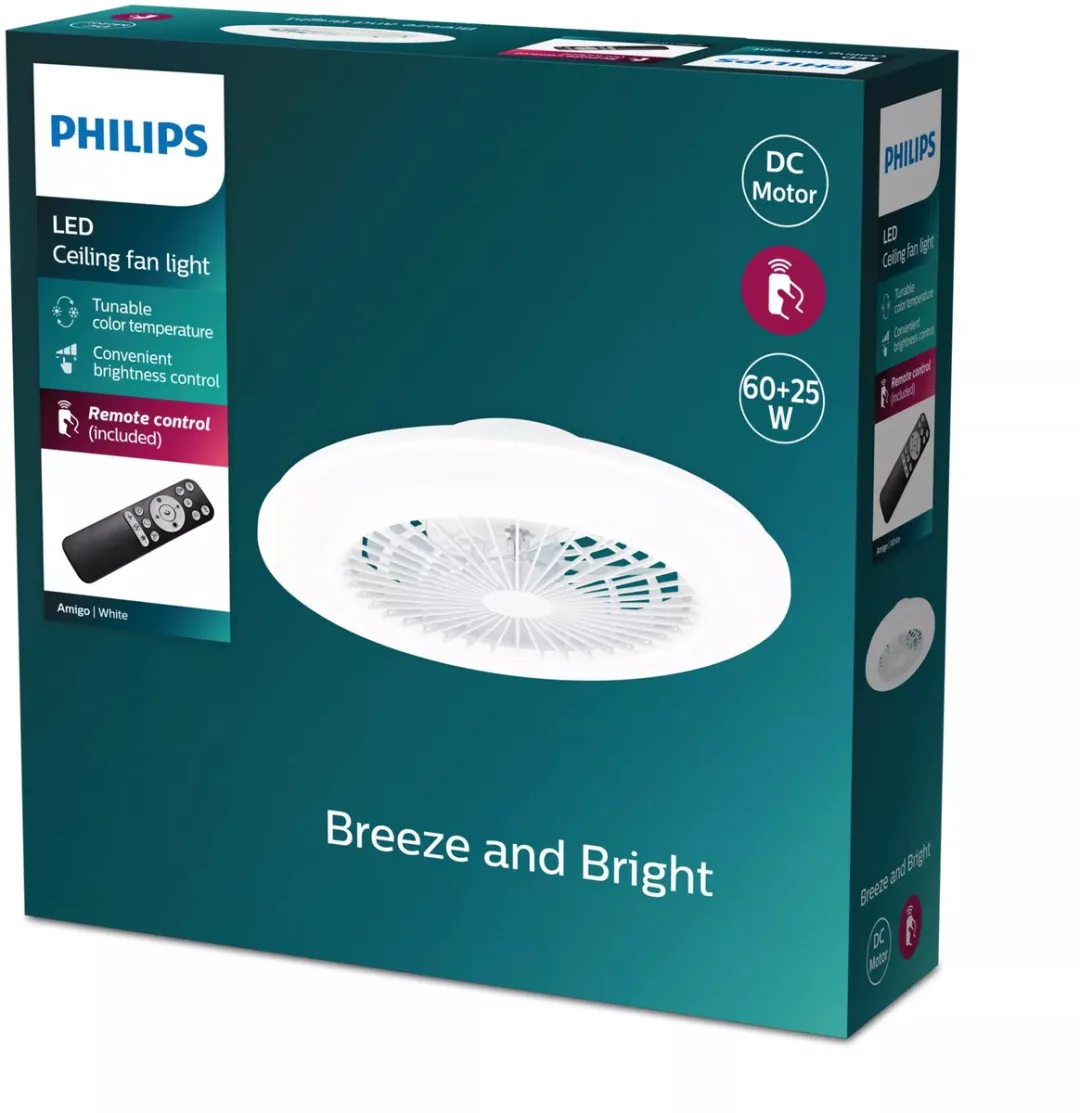 Philips Amigo Plafondventilator 57,5cm - Wit Glitter - 6500K