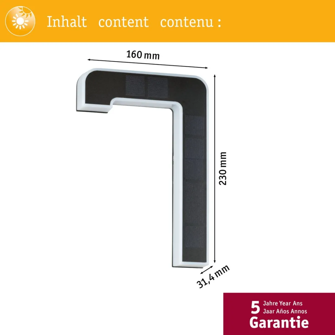 Paulmann Solar LED Huisnummerverlichting 6lm IP44 - Zwart
