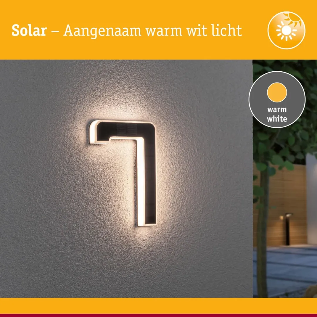Paulmann Solar LED Huisnummerverlichting 6lm IP44 - Zwart