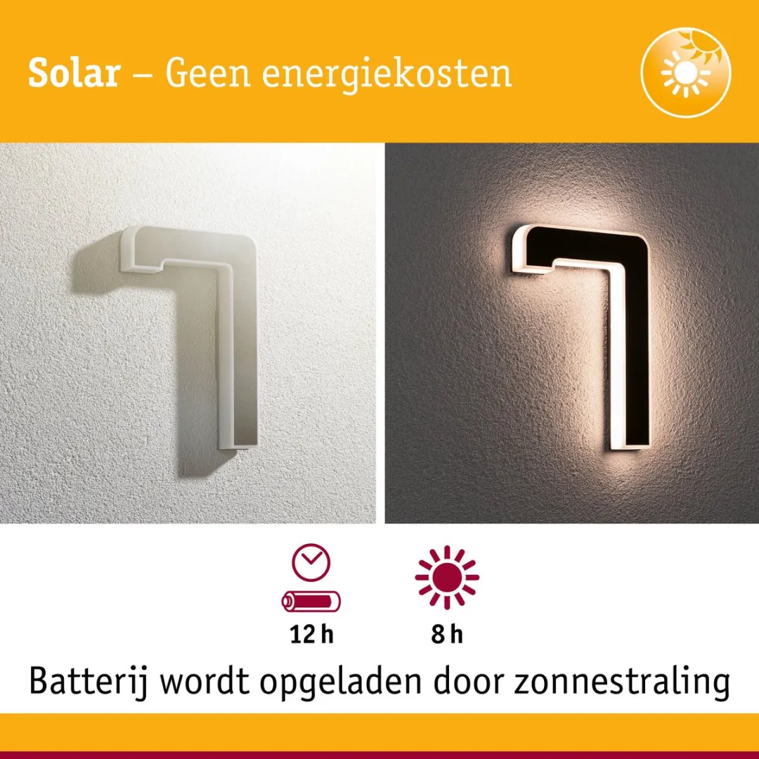 Paulmann Solar LED Huisnummerverlichting 6lm IP44 - Zwart - afbeelding 6 van 6