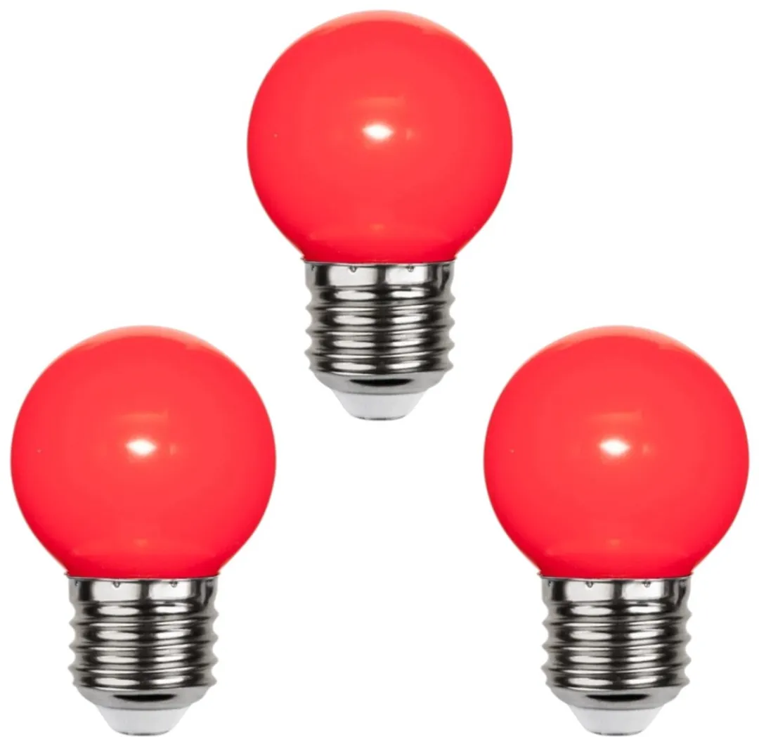 Star Trading Prikkabel Kogellamp E27 1W - 3 Stuks - Rood