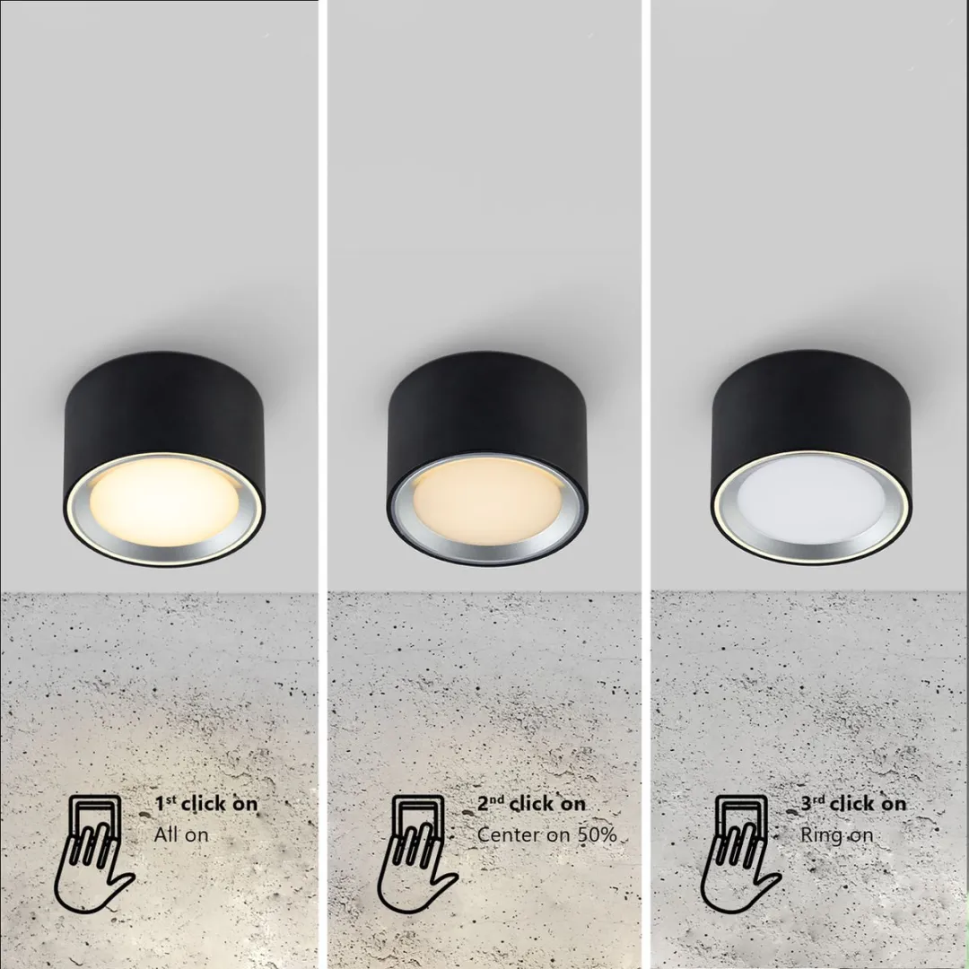 Nordlux Fallon Surface-downlight 3-staps Moodmaker - 10cm - Warm wit 2700K