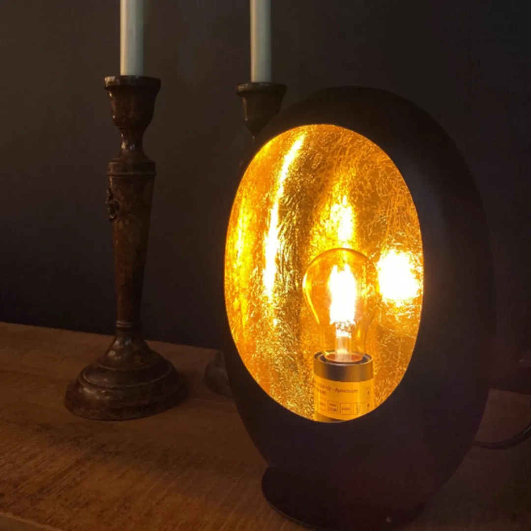Countryfield Eggy Tafellamp - Zwart/Goud - 44 cm