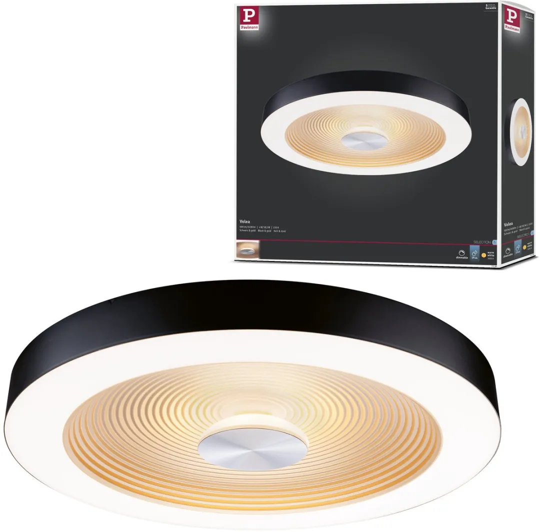 Paulmann Volea LED Plafondlamp 1300lm 3000K - Zwart/Goud