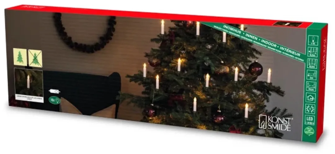 Konstsmide LED Boomkaarslampjes 10,5m - 16 Stuks - 2100K