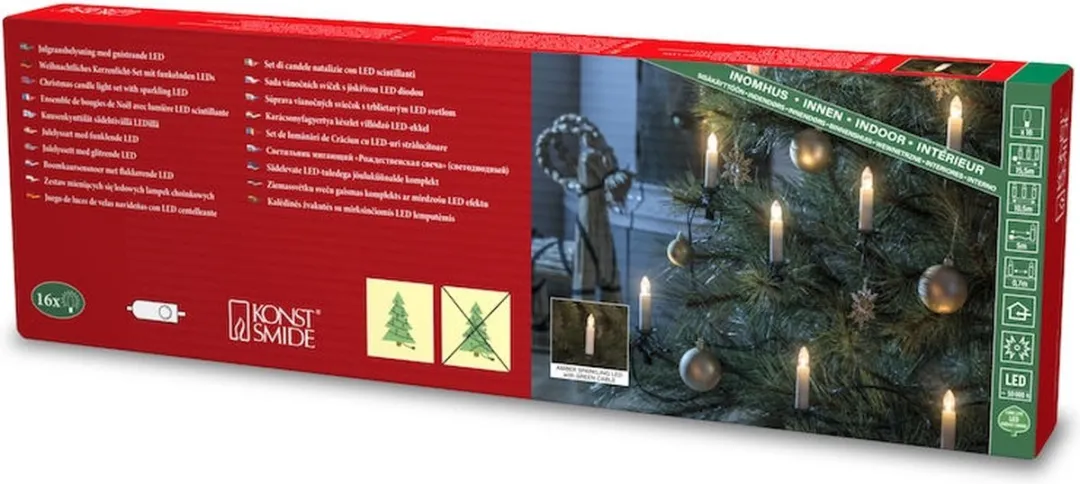 Konstsmide LED Boomkaarslampjes 10,5m - 16 Stuks - 2100K