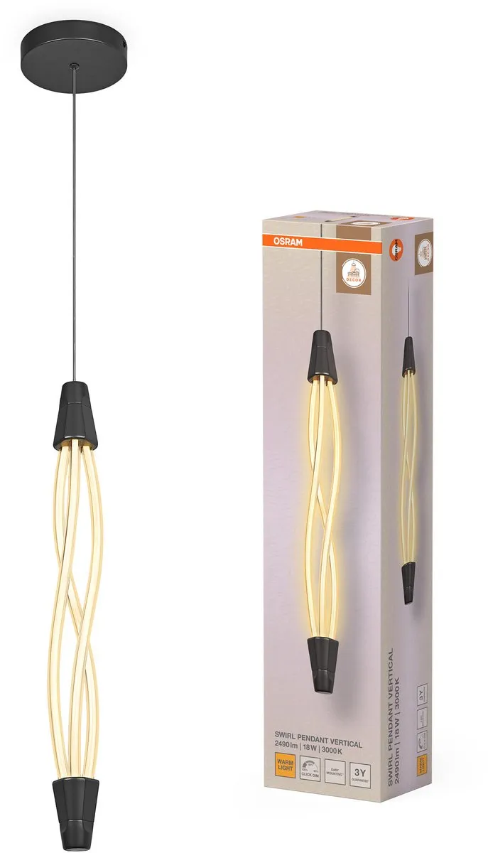 Osram Decor Swirl Hanglamp 18W - 1800lm - 3000K - Donkergrijs