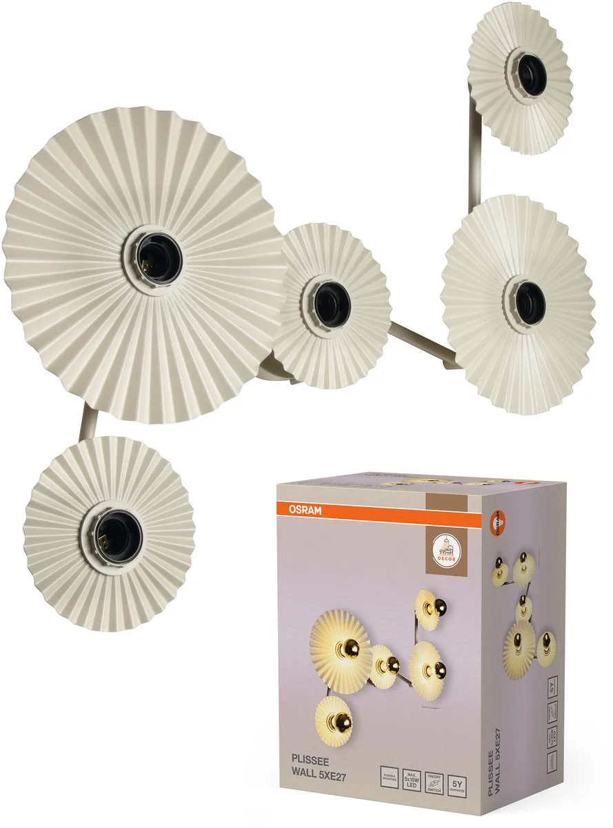 Osram Decor Plisse Wandlamp 5xE27 - Beige