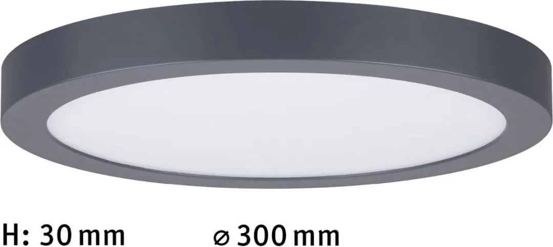 Paulmann LED-paneel Abia Rond 300mm 22W - Donkergrijs