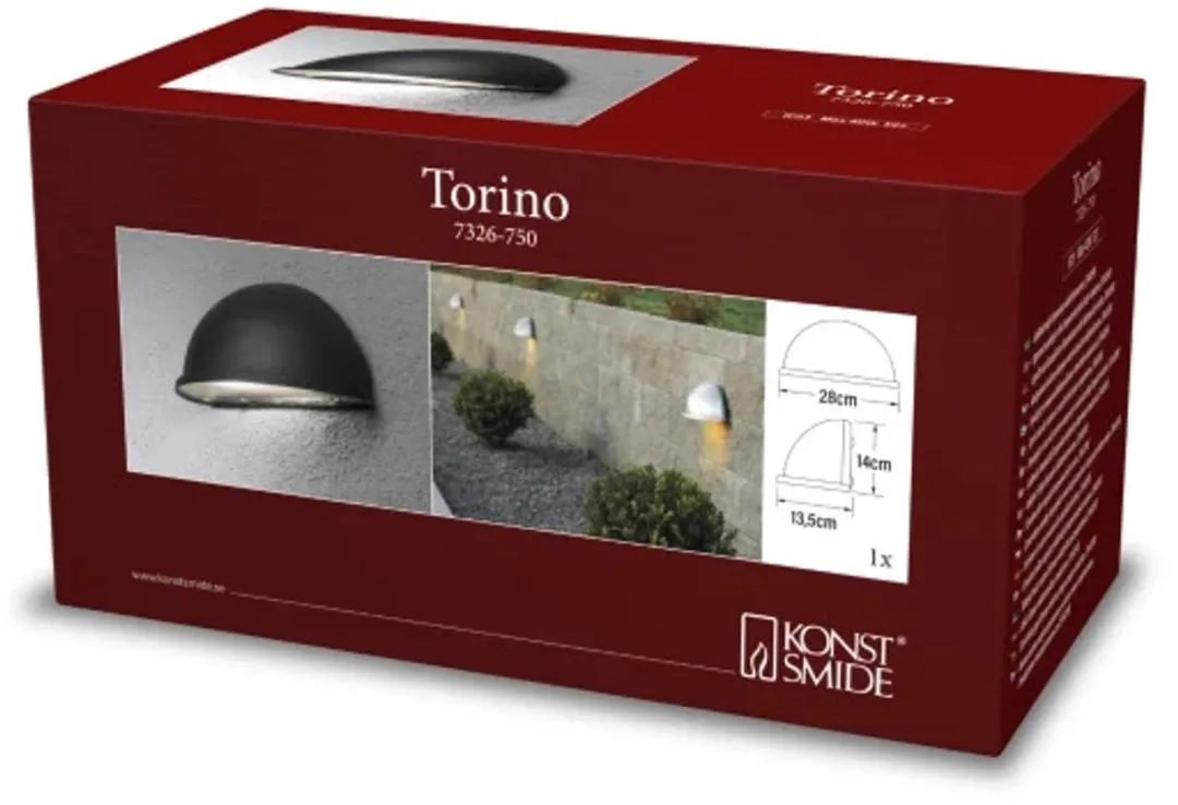 Konstsmide Torino Wandlamp E14 Matzwart - Ø30cm