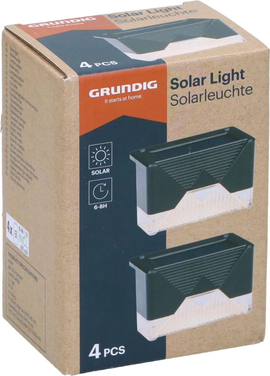 Grundig Solar Tuinverlichting 4 Stuks - Warm Wit Zwart