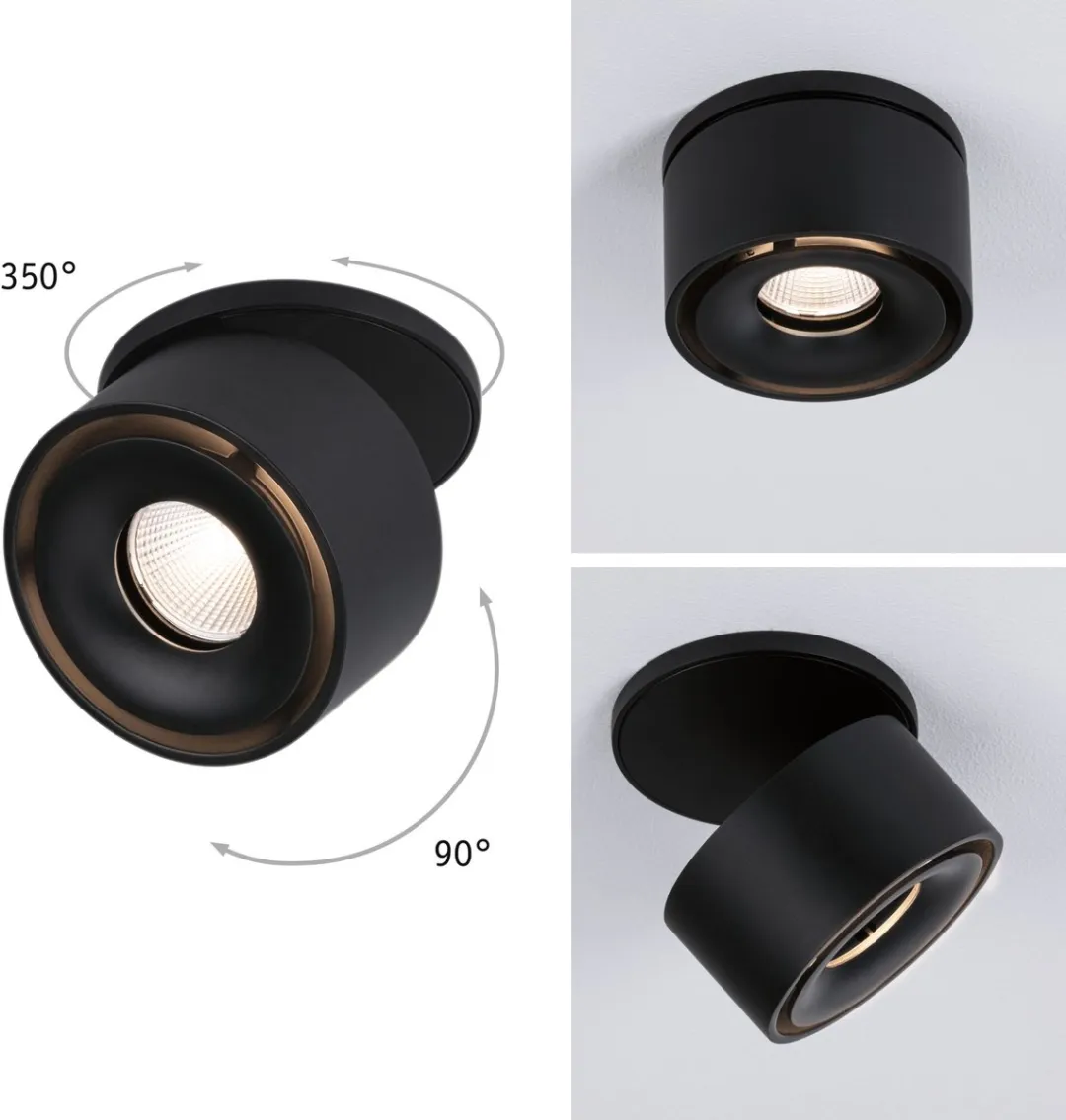 Paulmann LED-inbouwlamp Spircle Rond 78mm 8W 550lm - Zwart mat