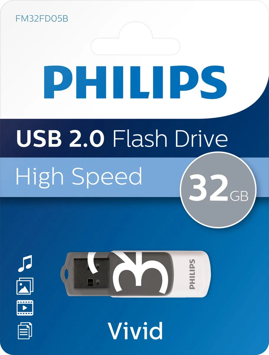Philips Vivid FM32FD05B USB-stick 32GB - Grijs