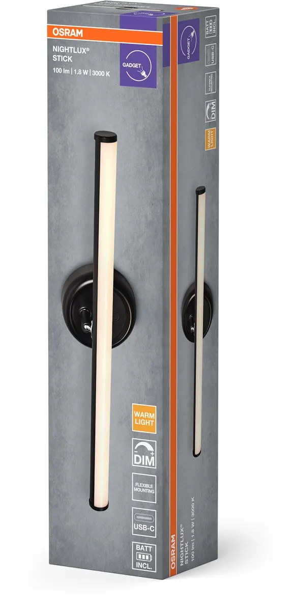 Osram Nightlux LED Stick 830 DIM USB - Zwart
