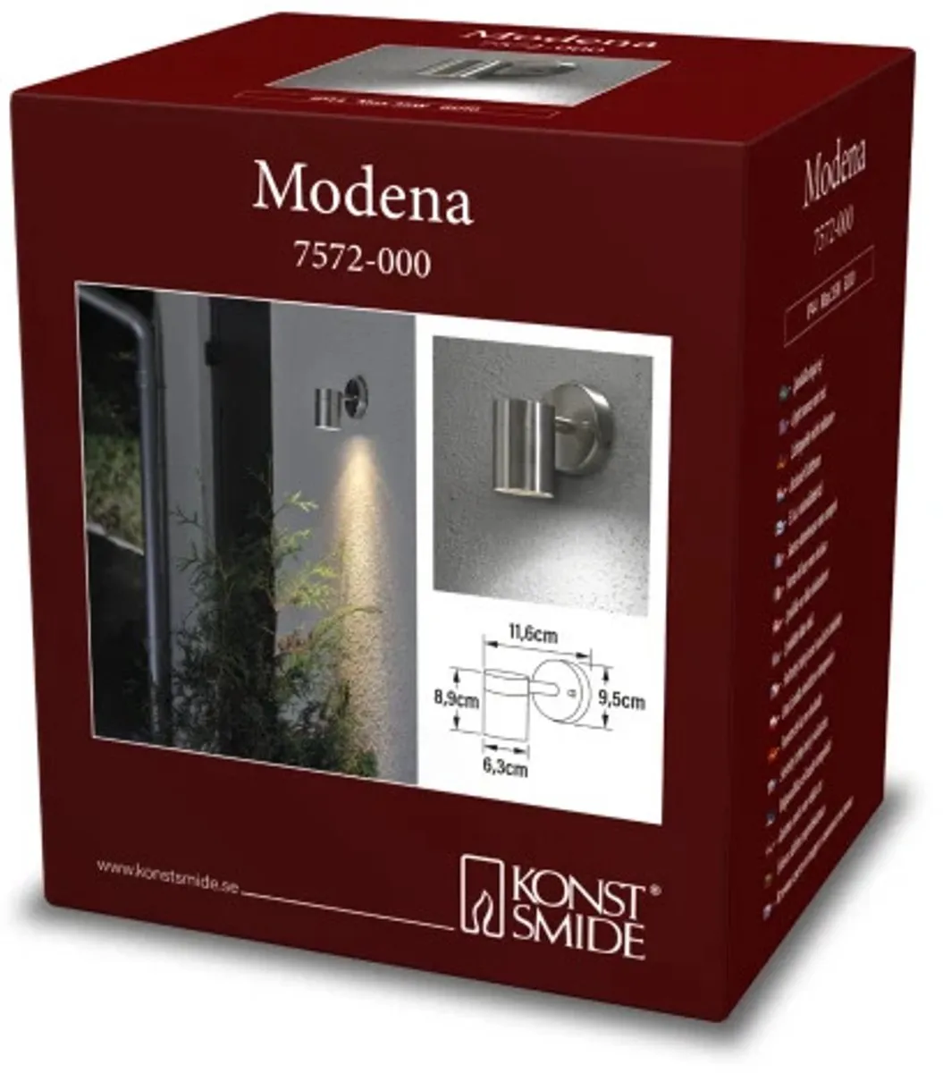 Konstsmide Modena Wandspot GU10 - 13cm - RVS