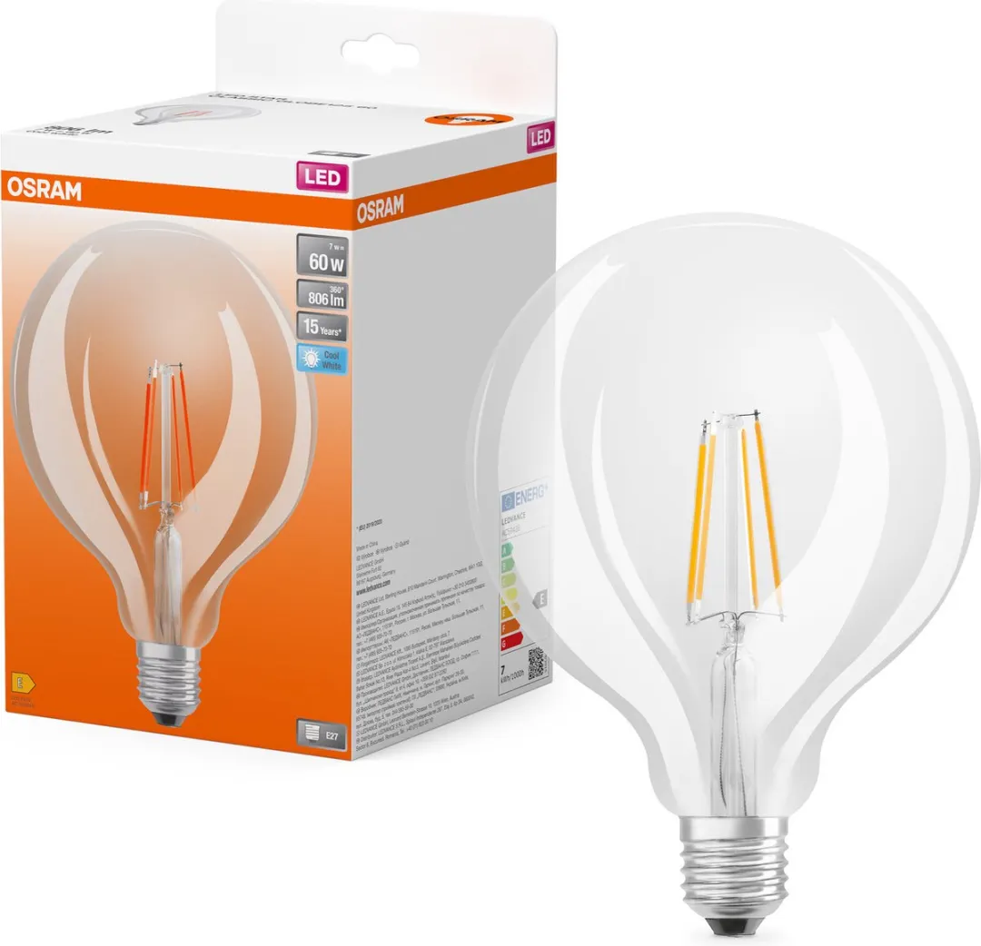 Osram LED Star Globe E27 7W 806lm Koelwit - Helder Glas