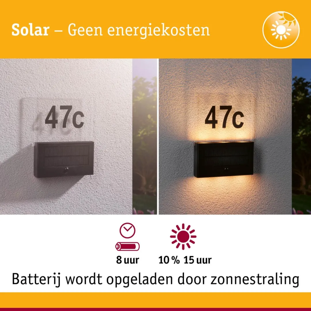 Paulmann Neda Solar LED Huisnummerverlichting Bewegingsmelder IP44 2200K