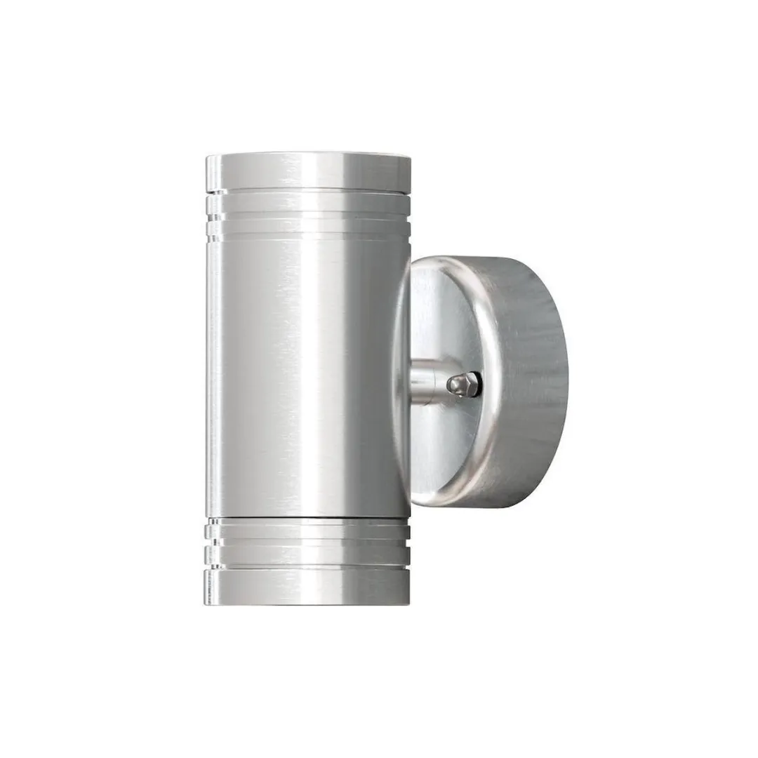 Konstsmide Monza Wandspot - 2x Warm Wit 3000K - Geborsteld Aluminium