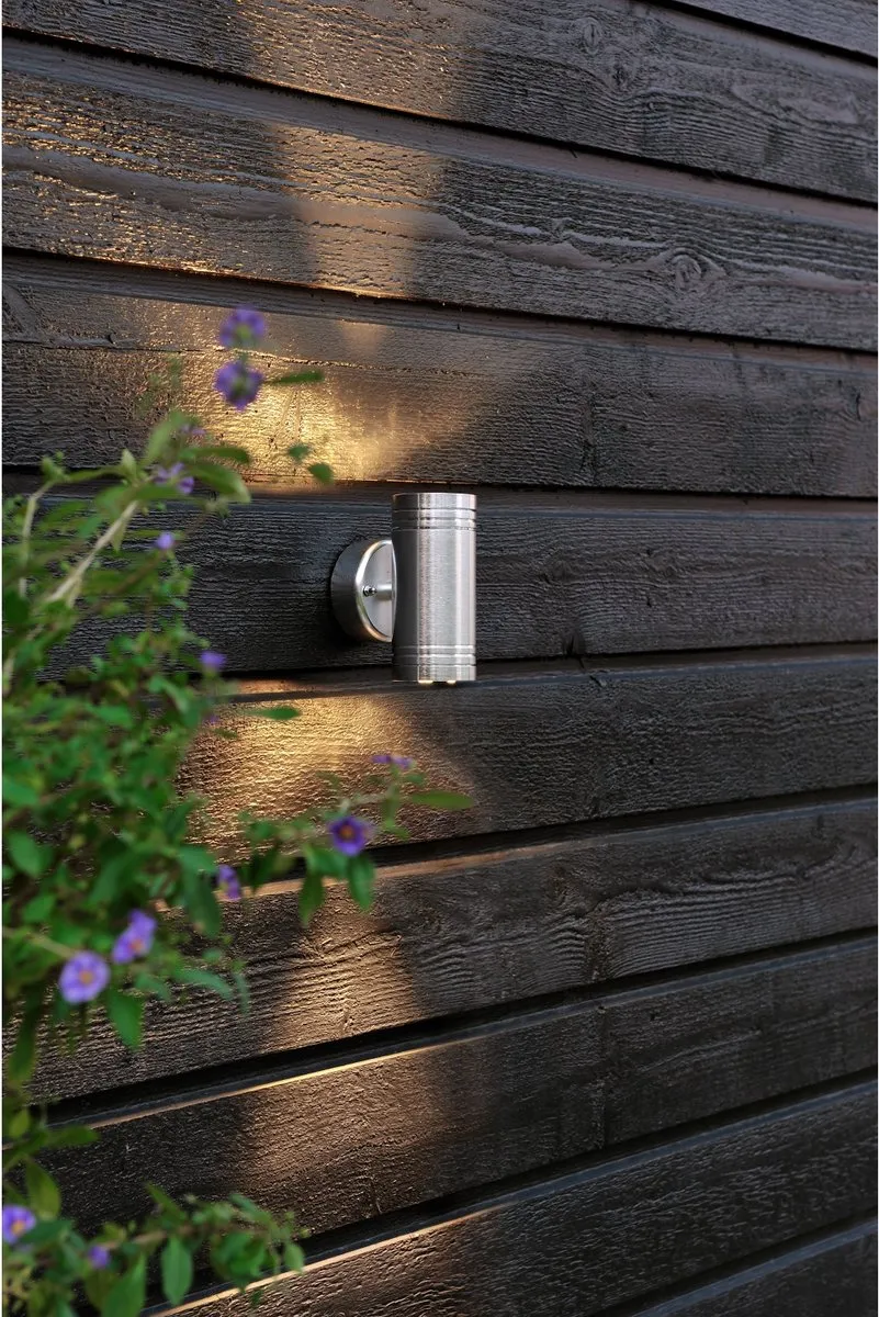 Konstsmide Monza Wandspot - 2x Warm Wit 3000K - Geborsteld Aluminium - afbeelding 6 van 6