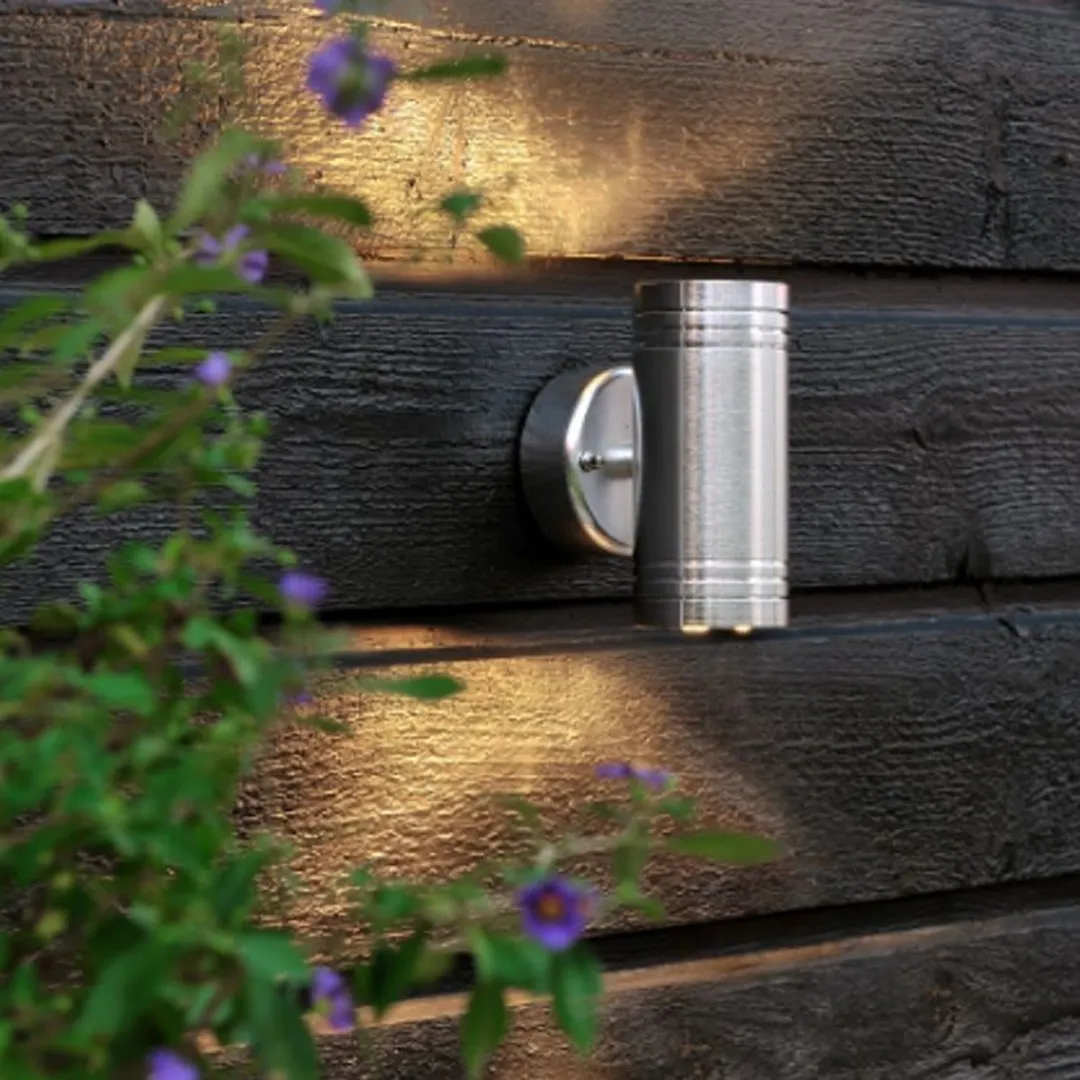 Konstsmide Monza Wandspot - 2x Warm Wit 3000K - Geborsteld Aluminium