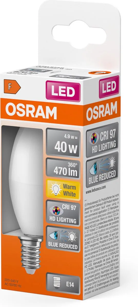 Osram LED-lamp E14 4,9W Warm Wit 2700K