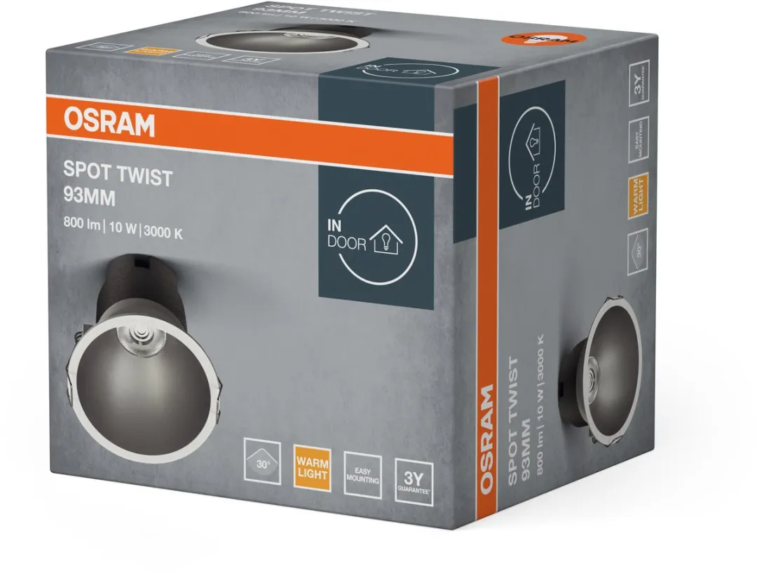 Osram Spot Twist Inbouwdownlight 10W 800lm - 93mm - Zilver