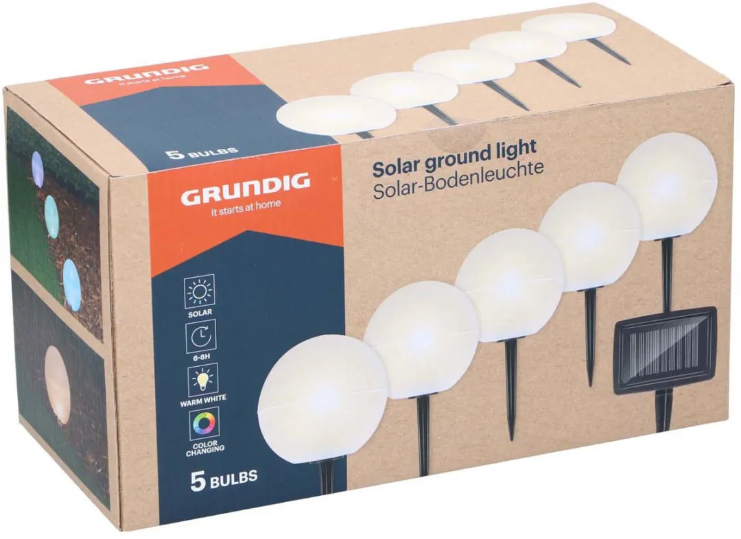 Grundig Solar Grondverlichting 5x Tuinfakkels - Multicolor