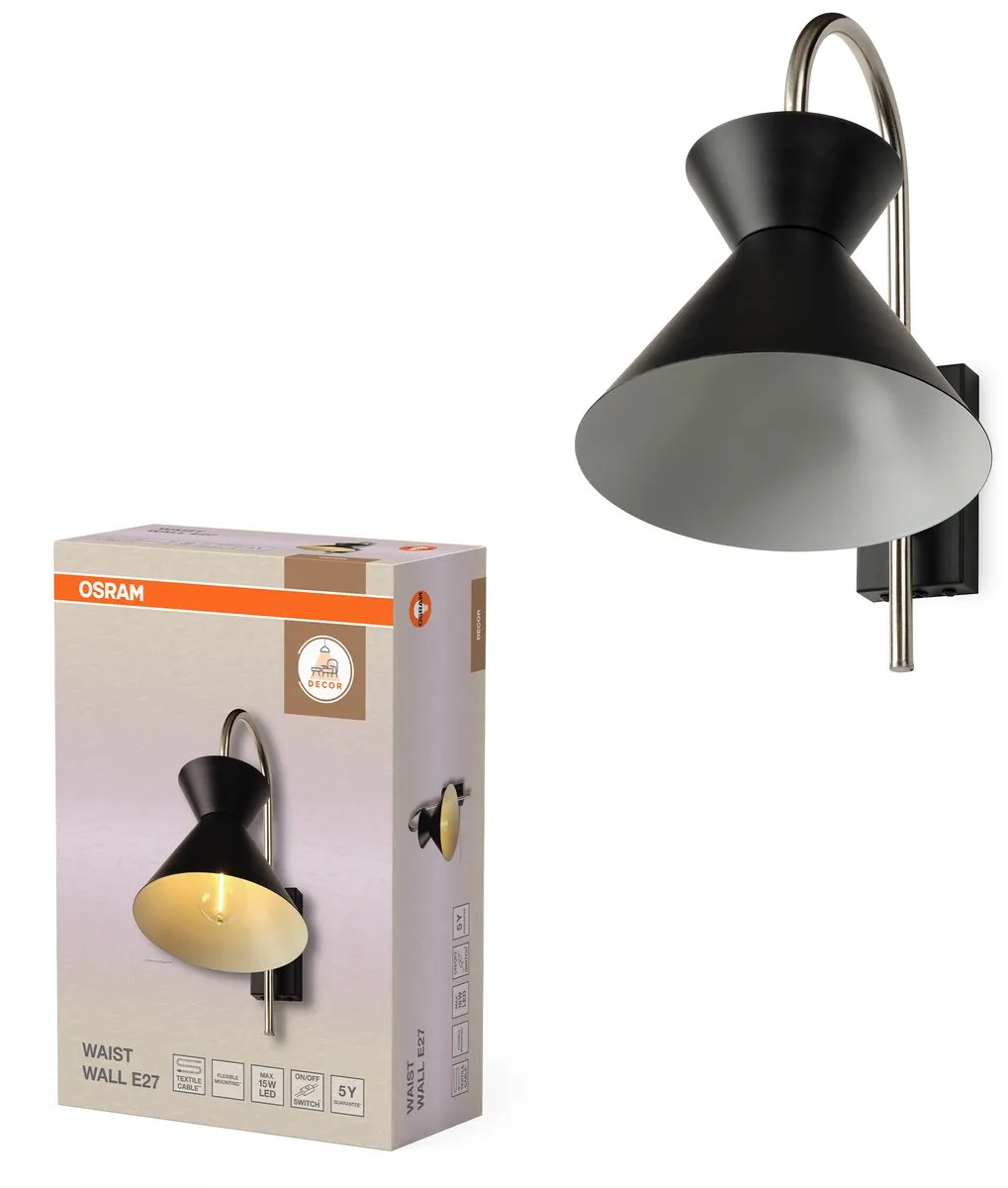 Osram Decor Taille Wandlamp E27 - Zwart