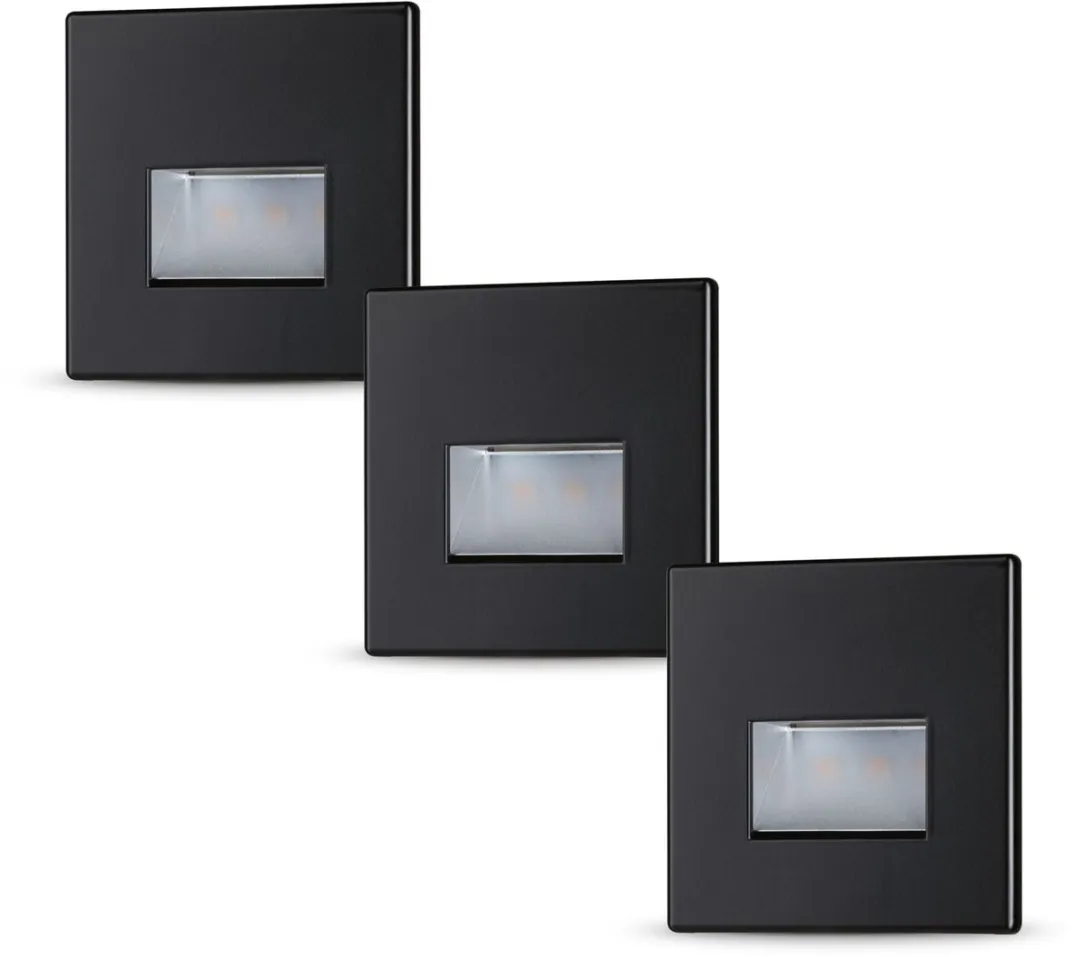 Paulmann Edge LED Wandinbouwlampen 3x - Zwart Mat - 2700K