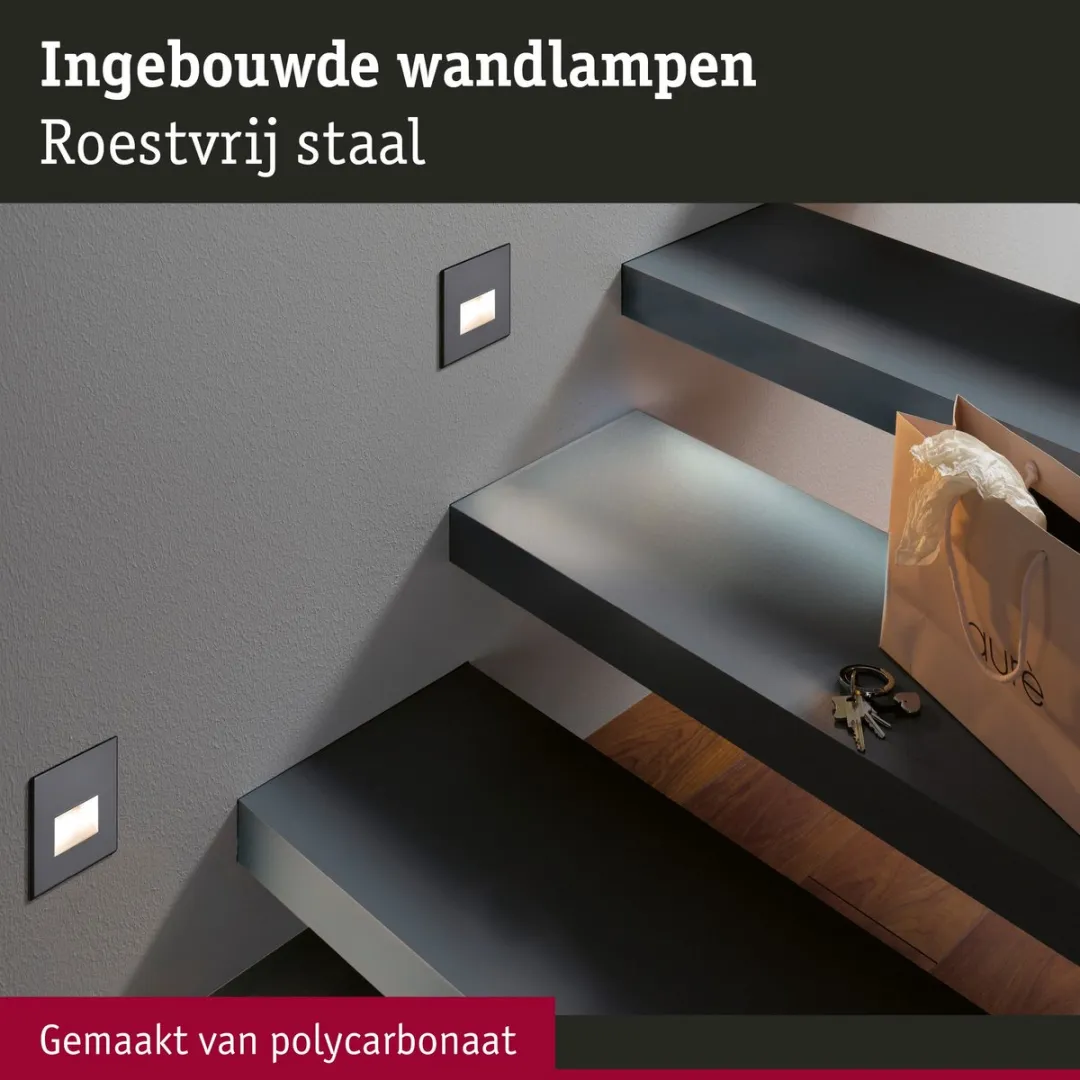 Paulmann Edge LED Wandinbouwlampen 3x - Zwart Mat - 2700K