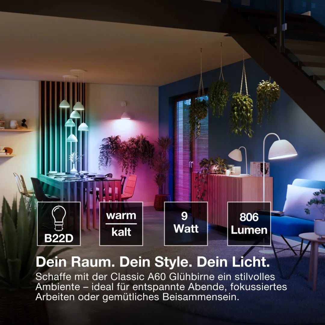 Osram SMART+ LED-lamp A60 RGBW B22D - 9W - Mat - RGBW - afbeelding 6 van 6