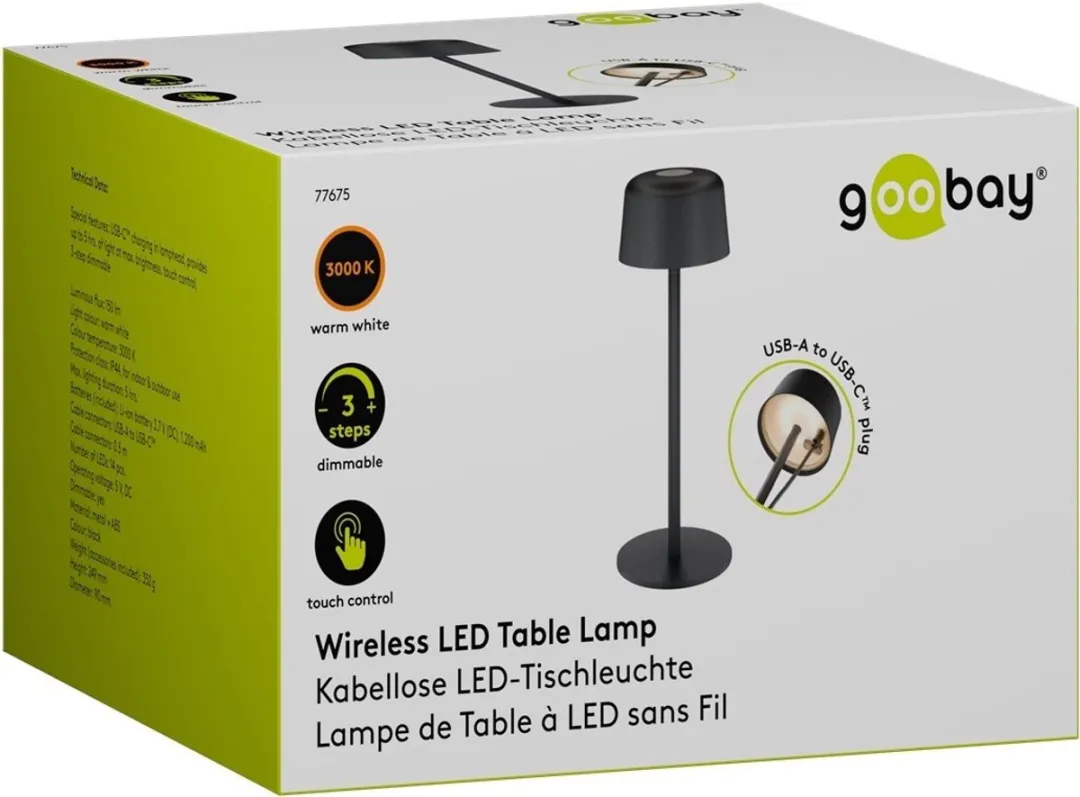 Goobay LED Tafellamp 2W 3000K Oplaadbaar - Zwart