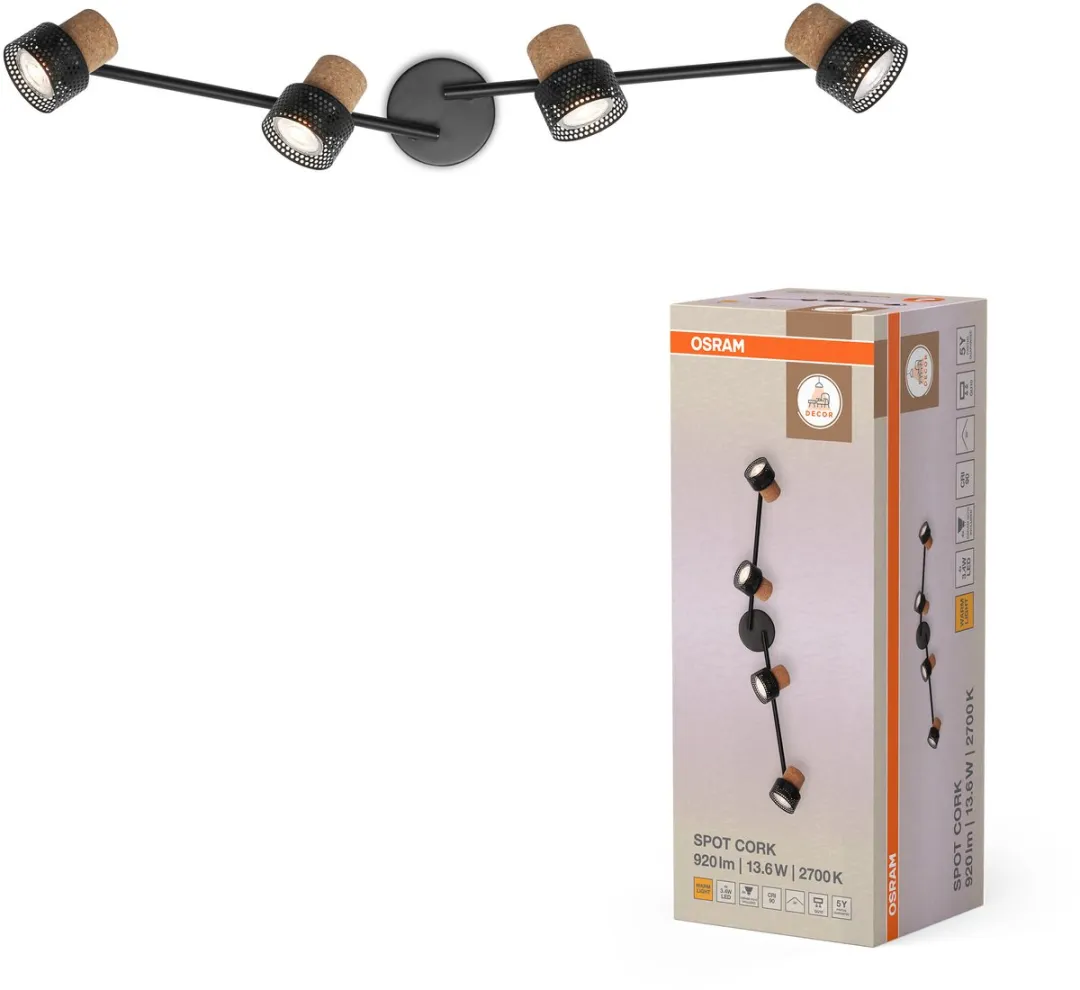 Osram Decor Spot Cork GU10 - 4x3,4W 920lm Zwart