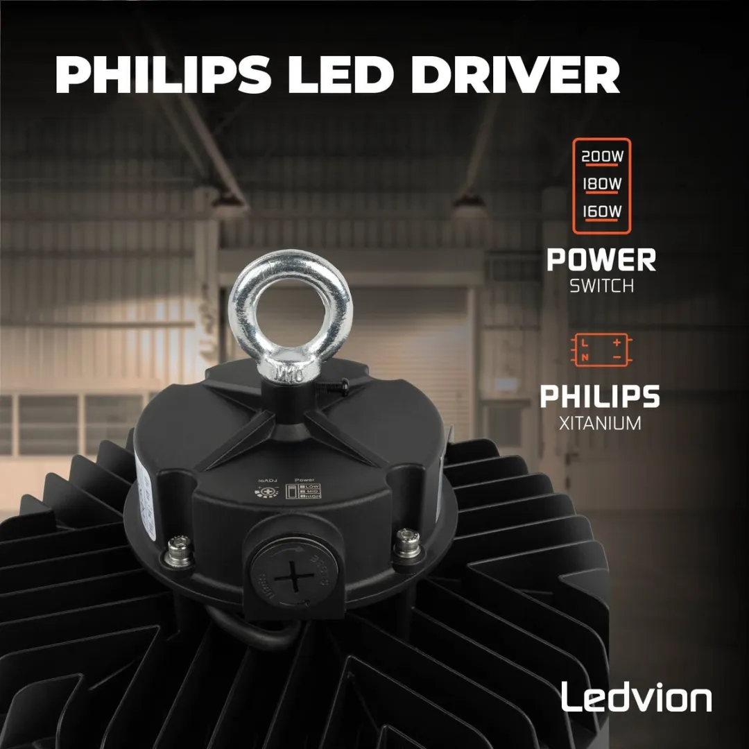 Ledvion LED High Bay 200W 185lm/W - 4000K IP65 Zwart