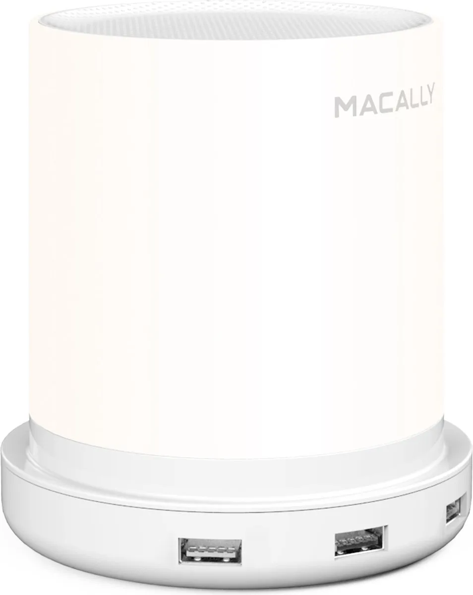Macally LAMPCHARGE Tafellamp - USB-A-lader - Zacht warm wit - Wit