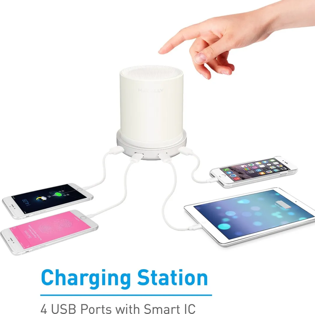 Macally LAMPCHARGE Tafellamp - USB-A-lader - Zacht warm wit - Wit